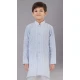 Light Grey Cotton Silk Embroidered Kids Boys Kurta Pajama - 12058204852