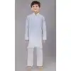 Light Grey Cotton Silk Embroidered Kids Boys Kurta Pajama - 12058204852