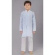 Light Grey Cotton Silk Embroidered Kids Boys Kurta Pajama - 12058204852