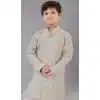 Cotton Silk Embroidered Kids Boys Kurta Pajama In Grey - 12058204854