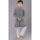 Rama Green Cotton Silk Embroidered Kids Boys Kurta Pajama - 12058204855