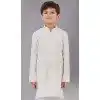 White Fancy Silk Embroidered Kids Boys Kurta Pajama - 12058204857