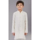 White Fancy Silk Embroidered Kids Boys Kurta Pajama - 12058204857