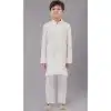 White Fancy Silk Embroidered Kids Boys Kurta Pajama - 12058204857