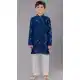 Royal Blue Georgette Embroidered Kids Boys Kurta Pajama - 12058204858