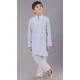 Sky Blue Embroidered Cotton Silk Kids Boys Kurta Pajama - 12058204860