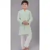 Mint Green Embroidered Fancy Silk Kids Boys Kurta Pajama - 12058204861
