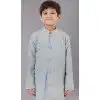 Grey Embroidered Cotton Silk Kids Boys Kurta Pajama - 12058204862