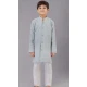 Grey Embroidered Cotton Silk Kids Boys Kurta Pajama - 12058204862