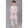 Pink Cotton Silk Embroidered Kids Boys Kurta Pajama - 12058204863