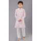 Pink Cotton Silk Embroidered Kids Boys Kurta Pajama - 12058204863