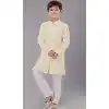 Yellow Embroidered Georgette Kids Boys Kurta Pajama - 12058204864