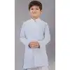 Sea Blue Cotton Silk Embroidered Kids Boys Kurta Pajama - 12058204865