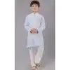 Sea Blue Cotton Silk Embroidered Kids Boys Kurta Pajama - 12058204865