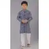 Navy Blue Cotton Silk Embroidered Kids Boys Kurta Pajama - 12058204866