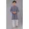 Navy Blue Cotton Silk Embroidered Kids Boys Kurta Pajama - 12058204866