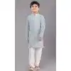 Lime Green Cotton Silk Embroidered Kids Boys Kurta Pajama - 12058204869