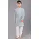 Lime Green Cotton Silk Embroidered Kids Boys Kurta Pajama - 12058204869