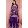 Blue Georgette Embroidery Work Designer Wear Plus Size Sharara Suit - 158378771