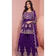 Blue Georgette Embroidery Work Designer Wear Sharara Suit - 158378771