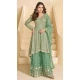 Georgette Embroidered Designer Palazzo Suit In Pista Green Color - 158458820