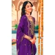 Purple Chinon Embroidery Work Party Wear Salwar Kameez - 158788988