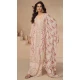 Chinon Heavy Embroidery Work Pakistani Style Palazzo Salwar Kameez In Peach - 158798991