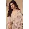 Chinon Heavy Embroidery Work Pakistani Style Plus Size Palazzo Salwar Kameez In Peach - 158798991