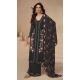 Chinon Heavy Embroidery Work Pakistani Style Palazzo Salwar Kameez In Black - 158798992