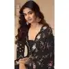 Chinon Heavy Embroidery Work Pakistani Style Plus Size Palazzo Salwar Kameez In Black - 158798992