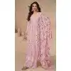 Chinon Heavy Embroidery Work Pakistani Style Plus Size Palazzo Salwar Kameez In Pink - 158798994
