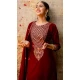 Velvet Embroidered Party Wear Salwar Suit In Maroon - 11607202130