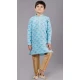 Sea Green Jacquard Silk Weaving Work Boys Kurta Pajama - 12059204871