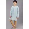 Sky Blue Polyester Cotton Weaving Work Boys Kurta Pajama - 12059204873