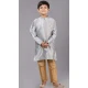 Grey Dhupion Silk Weaving Work Boys Kurta Pajama - 12059204874