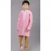 Pink Dhupion Silk Weaving Work Boys Kurta Pajama - 12059204877