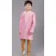 Pink Dhupion Silk Weaving Work Boys Kurta Pajama - 12059204877