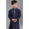 Royal Blue Dhupion Silk Weaving Work Boys Kurta Pajama - 12059204878