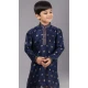 Royal Blue Dhupion Silk Weaving Work Boys Kurta Pajama - 12059204878