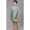 Mint Green Polyester Cotton Weaving Work Boys Kurta Pajama - 12059204879