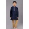 Navy Blue Polyester Cotton Weaving Work Boys Kurta Pajama - 12059204880