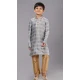 Grey Polyester Cotton Weaving Work Boys Kurta Pajama - 12059204881