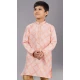 Orange Jacquard Silk Weaving Work Boys Kurta Pajama - 12059204883