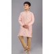Orange Jacquard Silk Weaving Work Boys Kurta Pajama - 12059204883
