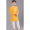 Yellow Dhupion Silk Weaving Work Boys Kurta Pajama - 12059204884