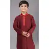 Maroon Polyester Cotton Weaving Work Boys Kurta Pajama - 12059204885