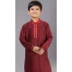 Maroon Polyester Cotton Weaving Work Boys Kurta Pajama - 12059204885