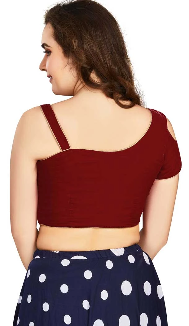 Maroon Art Silk Plain Readymade Party Wear Designer Blouse - 12072205002
