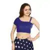 Blue Art Silk Plain Readymade Party Wear Designer Plus Size Blouse - 12072205004