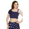Navy Blue Art Silk Plain Readymade Party Wear Designer Blouse - 12072205005